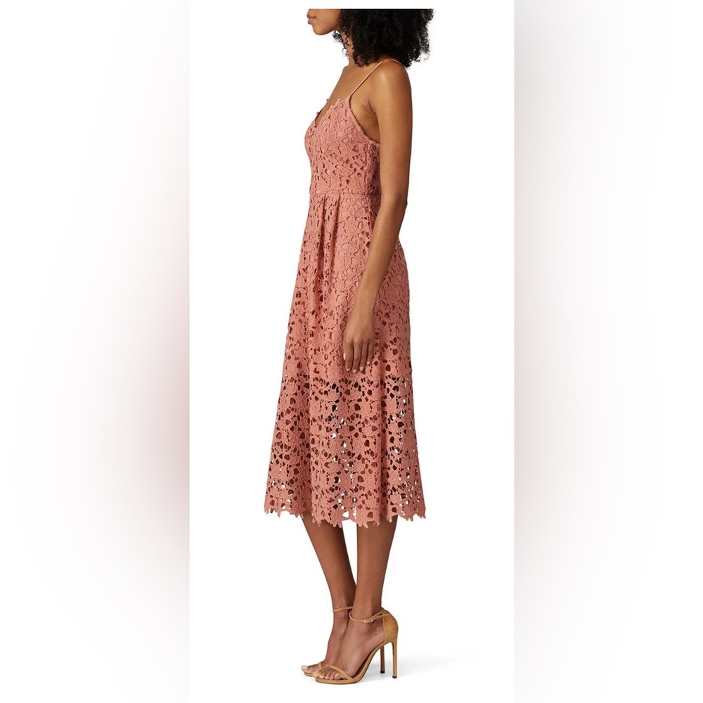 Astr Pink Lace Midi Dress with Spaghetti Straps - Picture 2 of 8